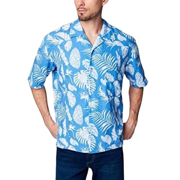 NWT! Blank NYC Strictly by Hand Linen Aloha Short Sleeve Shirt - Size Medium - Picture 1 of 4
